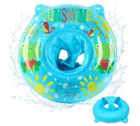 Frog Swimming Ring, Cartoon Inflatable Seat Swimming, Frog Pool Float, Animal PVC Swim Trainer with Handle, Kick Learning Aid, for Summer Beach Water Party Toys, Summer Gifts - Blue