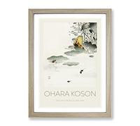 Frog & Tadpoles By Ohara Koson Exhibition Museum Asian Japanese Framed Wall Art Print, Ready to Hang Picture for Living Room Bedroom Home Office Décor, Oak A2 (64 x 46 cm)