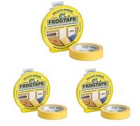Frog Tape Yellow Delicate Surface Painters Masking Tape 24mm x 41.1m Hanging Pack. Indoor painting and decorating for sharp lines and no paint bleed (Pack of 3)