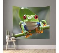 Frog Tapestry Wall Hanging Green Wall Tapestry Art Blanket Home Decor for Bedroom Living Room Dorm 200x200 cm B-4579