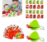 Frog Tongue Board Game, Frog Masks with Blow Tongue, Frog Tongue Game with Blowing Air, Insect Cardboard Included, Multiplayer Game for Interactive Desktop Catch Bug (1Set-2PACK)