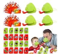 Frog Tongue Out Game, Frog & Lizard Tongue Game Set with Insect Cards - Multiplayer Desktop Action, Chameleon Memory & Sensory Toys for Kids (4 Pack)