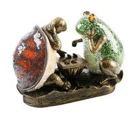 Frog & Tortoise Lamp Orange/Grn Crackle Glass Effect
