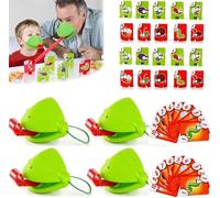 Frog Toy, Frog Tongue Game, Frog mask with Blow Tongue, Funny Frog Mask Lick Card Game with Insect Cards, Interactive Tongue Out Board Game for Family Parties, Sensory & Coordination Toy (4PCS)