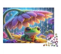 Frog Under Flower Puzzle 1000 Pieces Recycled Paper for Adults Puzzle for Adults Fun Challenging Family Game Fun Home Present Great Gift Idea 70x50cm/1000pcs