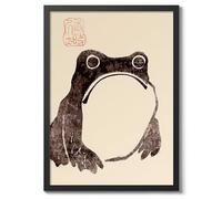 Frog VI Matsumoto Hoji Poster, Japanese Woodblock Art Prints, Ukiyo-e Painting, Minimalist Zen Wall Art, Bedroom Home Decor, A4 (Black Frame) - 32.7x24.1cm