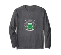 Frog Vibes: Cute Amphibian Music Lover for Kids & Adults Long Sleeve T-Shirt, Adult Unisex, Dark Heather Grey, L
