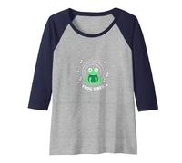 Frog Vibes: Cute Amphibian Music Lover for Kids & Adults Raglan Baseball Tee, Women, Navy/Athletic Heather, M