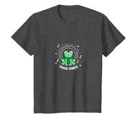 Frog Vibes: Cute Amphibian Music Lover for Kids & Adults T-Shirt, Kids, Dark Heather Grey, 2 Years