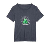 Frog Vibes: Cute Amphibian Music Lover for Kids & Adults T-Shirt, Women's Plus, Heather Blue, 6X