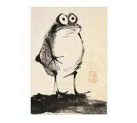 Frog VII Matsumoto Hoji Poster, Japanese Woodblock Art Prints, Ukiyo-e Painting, Minimalist Zen Wall Art, Bedroom Home Decor, A3 (Print Only) - 42x29.7cm
