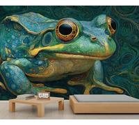 Frog Wallpaper Realistic Green Watercolor Frog Custom Wallpaper Abstract Wall Murals Bedroom Mural for Living Room Kids Room 150X105cm