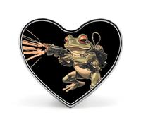 Frog Warrior Badge Pin Brooch Heart Shape Button Aluminum Decor for Backpacks Hats