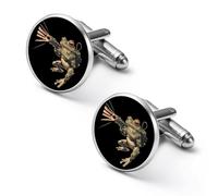 Frog Warrior Shirt Cufflinks for Men Cuff Links Tie Father Husband Wedding Business 1.7cm