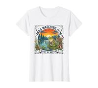 Frog Watching Club Funny Quite Nature Lover Value Graphic T-Shirt, Women, White, XS