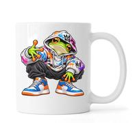 Frog Wearing Colorful Graffiti Ceramic Tea Coffee Mug White