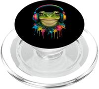 Frog Wearing Headphones Cute Colorful Frog Music PopSockets PopGrip for MagSafe