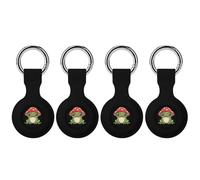 Frog Wearing Mushroom Hat Cute GPS Navigation Cases Compatible with AirTag Silicone Item Finders Protective Cover with Keychain