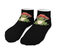 Frog Wearing Mushroom Hat Unisex Activewear Ankle Socks Stylish No-Show Low Cut Socks