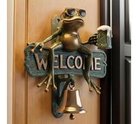Frog Welcome Doorbell,Hand-Painted Beer-Drinking Frog with Sunglasses, Funny Outdoor Decorative Door Bell Resin Door Chime for Porch, Garden Gate or Entryway (1pcs)