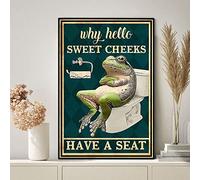 Frog Why Hello Sweet Cheeks Have A Seat Vintage Poster Funny Frog Bathroom Poster Decor Frog Restroom Decor Green Frog Toilet Poster Rustic Decor Funny Room Decor Retro Metal Tin Sign 8X12 Inches