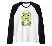 Frog with Crown Animal Character Illustration Raglan Baseball Tee