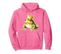 Frog with Crown x Prince Frog Pullover Hoodie, Adult Unisex, Bright Pink, XX-Large