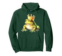 Frog with Crown x Prince Frog Pullover Hoodie, Adult Unisex, Dark Green, XX-Large