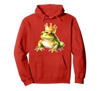 Frog with Crown x Prince Frog Pullover Hoodie, Adult Unisex, Red, XX-Large