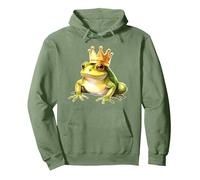 Frog with Crown x Prince Frog Pullover Hoodie, Adult Unisex, Sage Green, XX-Large