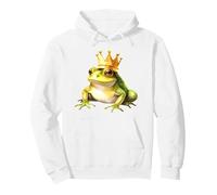 Frog with Crown x Prince Frog Pullover Hoodie, Adult Unisex, White, XX-Large