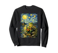 Frog with Guitar Van Gogh Enjoying Calm Starry Night Sweatshirt