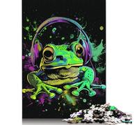 Frog with Headphones Jigsaw Puzzles For Adults 500 Piece Jigsaw Puzzles For Kids,Wooden Puzzles For Adults,The For Family And Friends 500pcs (52x38cm)