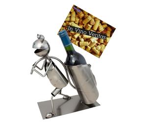 Frog with Leaf Wine Bottle Holder Stand Kitchen Table Art Decoration + Gift Card