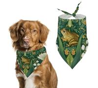 Frog With Lilies of The Valley Cute Dog Bandana Triangle Adjustable Washable