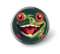 Frog with Mouth Open Badges Circle with Button Design, Personalized Picture Pin Brooches, Round Badge Holders for Decorate Hat Shirt Clothing Bag Accessories