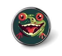 Frog with Mouth Open Badges Decorative, Durable Aluminum Alloy Round Badge, Lightweight Button Brooch for Shirts, Jackets, Hats, Uniforms 1"