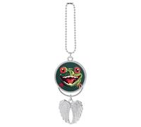 Frog with Mouth Open Car Pendant, Rear View Mirror Hanging Ornament, Auto Decor for Rearview Mirror, Keychain Silver-Style