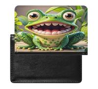 Frog with Mouth Open Cartoon Passport Holder Passport Cover Protector Essentials with Credit Card Slots for Women Men