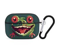 Frog with Mouth Open for Airpod Pro Case Cover Hard Shell Full Drop Protection Cover with Keychain Compatible with AirPod Pro 2nd/1st Generation, Front LED Visible,Black