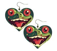 Frog with Mouth Open Leather Earrings for Women Heart Earring Lightweight Dangle Earrings Jewelry Gifts, One Size, No Gemstone