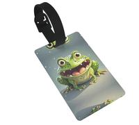 Frog with Mouth Open Luggage Tags for Suitcases, PVC Suitcase Tag with Secure Strap Suitcase Identifier with Privacy Name Card for Travel Bag Tags Personalized Baggage Tag for Women Men