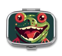 Frog with Mouth Open Pill Box 2 Compartment Medicine Organizer Portable Pill Container Square Pill Holder for Pocket Travel Pill Case for Purse