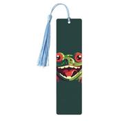Frog with Mouth Open Wood Bookmark for Book Lovers Birthday Teachers Gift, Handmade Craft Book Marks Ornaments with Tassel Exquisite Reading Page Markers for Men Women