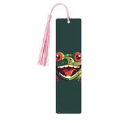 Frog with Mouth Open Wood Bookmark for Book Lovers Birthday Teachers Gift, Handmade Craft Book Marks Ornaments with Tassel Exquisite Reading Page Markers for Men Women