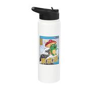 Frog with Mushroom Surfing Japanese Wave Kawaii Cottagecore Stainless Steel Insulated Water Bottle