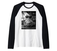Frog with Sunglasses and Coconut Drink Raglan Baseball Tee