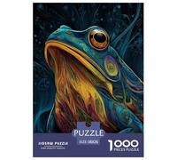 Frog with Vector Line Art Style Jigsaw Puzzles for Adults Kids Animal Puzzles 1000 Piece Brain Challenge Home Decoration Gifts 38x26cm/1000pcs