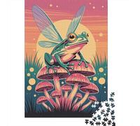 Frog with Wings on Mushrooms 1000-Piece Jigsaw Puzzle for Adults, 70x50cm/1000pcs, Quiet Home Activity, Focused Puzzle Time And Year-Round Leisure