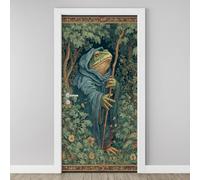 Frog Wizard Trees Woods Door Mural, Flowers Green Plant Murals Stickers 90x200 cm, Fantasy Fairy Tale 3D Door Stickers Vinyl Self-Adhesive Peel and Stick Bedroom Living Room Door Decoration A5j58